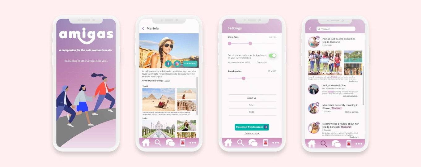Amigas travel app hero